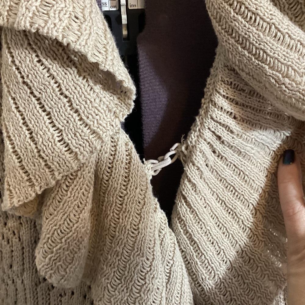 Y2K Vtg Open Knit Ruffle Fairy Cardigan Sz M - Picture 10 of 13